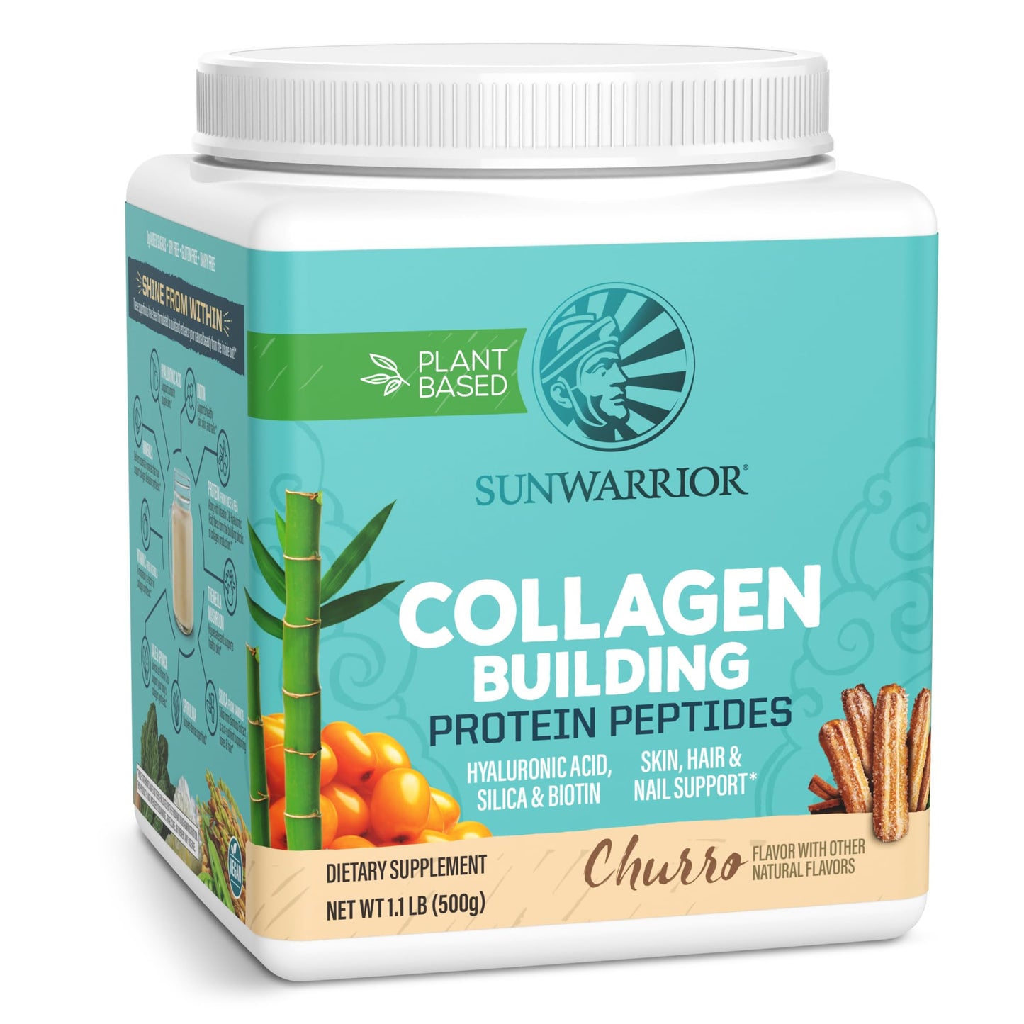 Sunwarrior Vegan Collagen Protein Powder for Women – Churro Flavor, Plant-Based, No Added Sugar, Gluten & Dairy Free