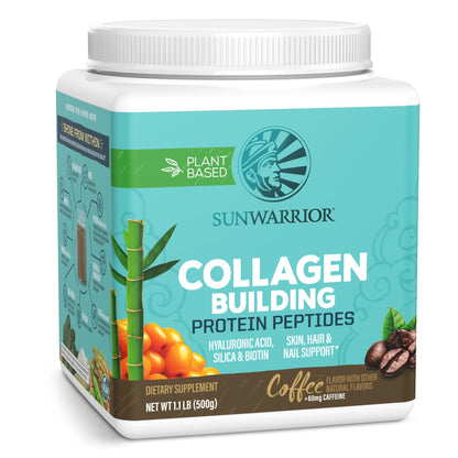 Sunwarrior Vegan Collagen Protein Powder for Women – Coffee Flavor, Plant-Based, Non-GMO, 20 Servings