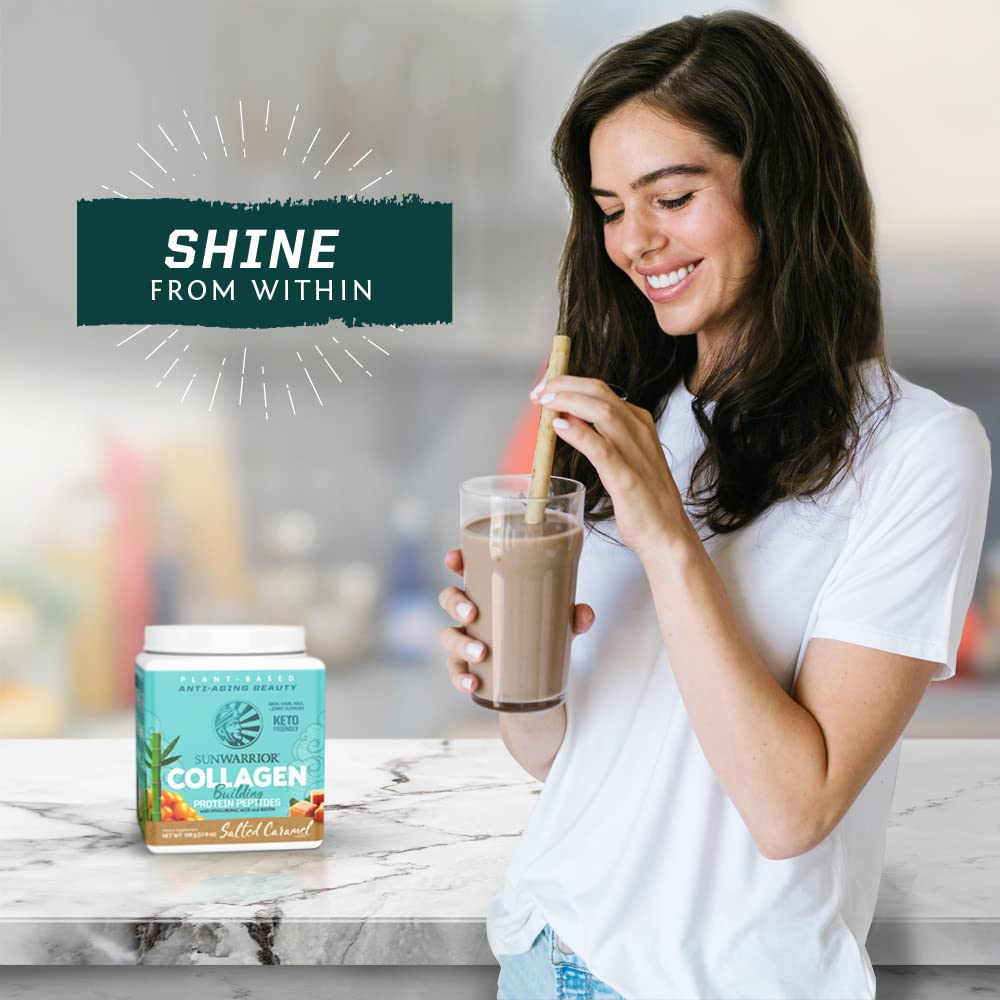 Sunwarrior Vegan Collagen Protein Powder for Women – Plant-Based, Salted Caramel, 20 Servings