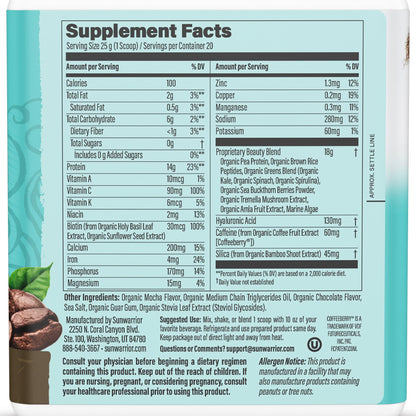 Sunwarrior Vegan Collagen Protein Powder for Women – Coffee Flavor, Plant-Based, Non-GMO, 20 Servings