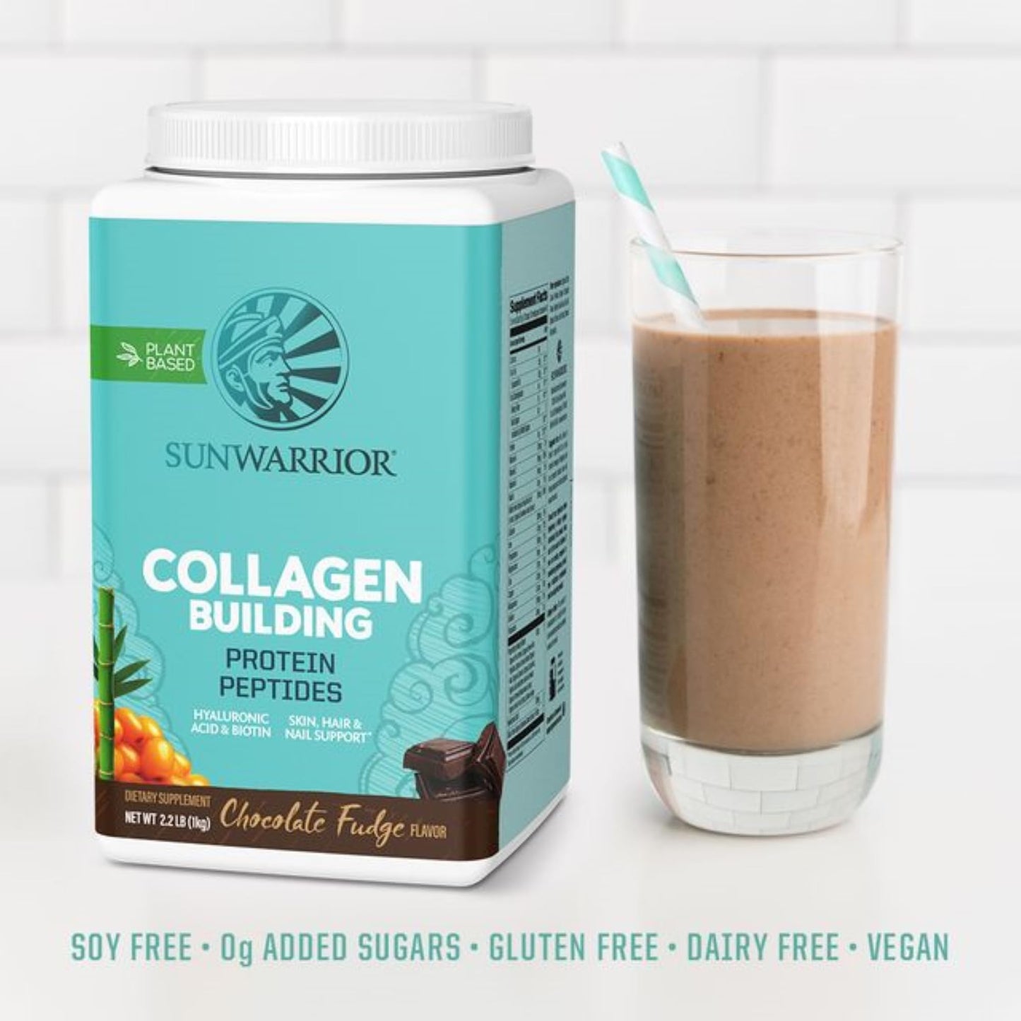 Sunwarrior Vegan Collagen Protein Powder for Women – Chocolate (40 Servings) | Plant-Based, Silica, Non-GMO