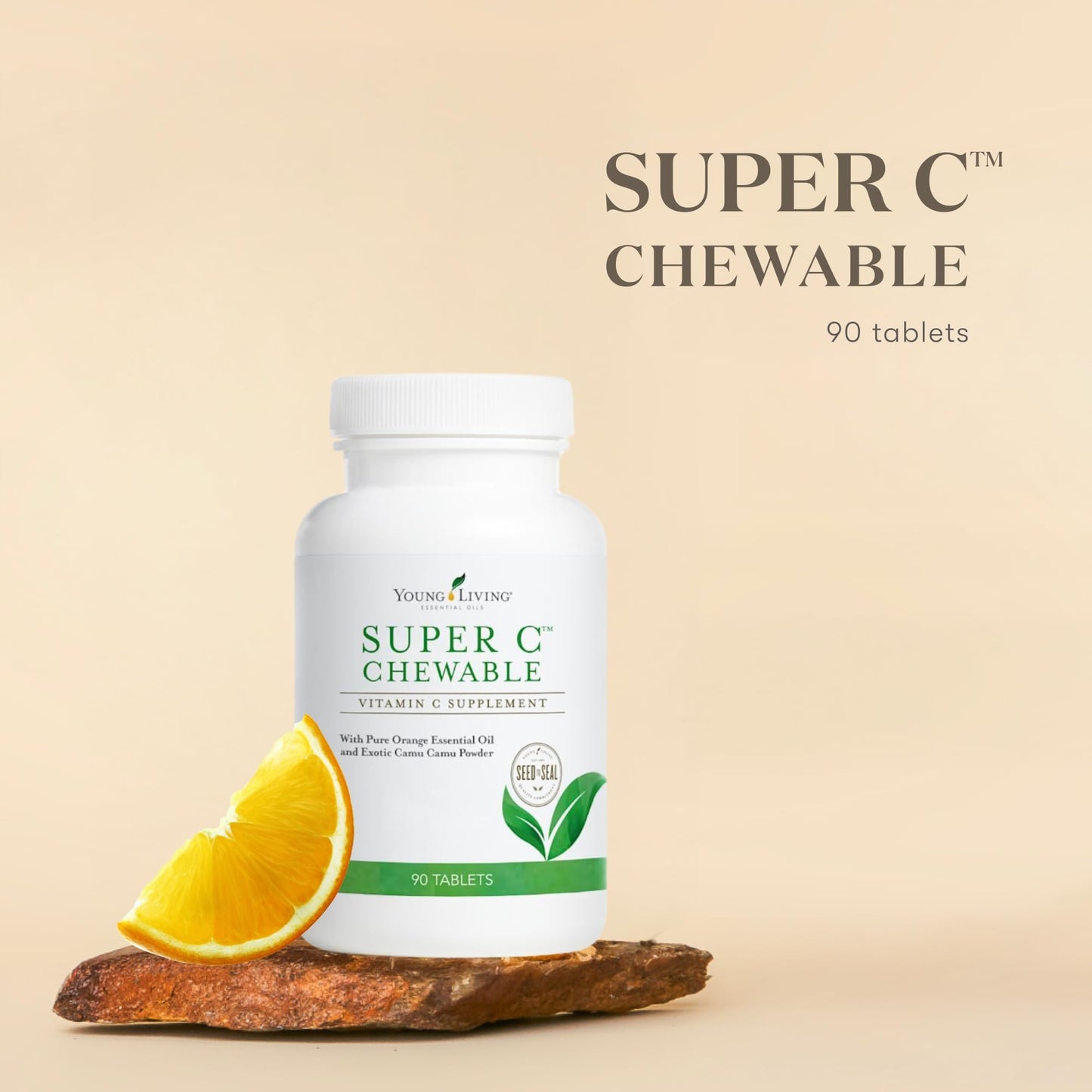 Young Living Super C Chewable Tablets 90ct – Vitamin C with Orange Essential Oil
