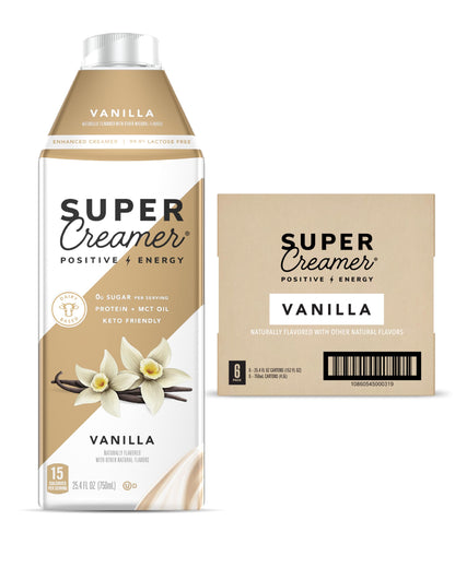 SUPER COFFEE Creamer | SugarFree Vanilla | 6 Pack | 0g Sugar, 2g Protein, 15 Calories | Keto Coffee Creamer