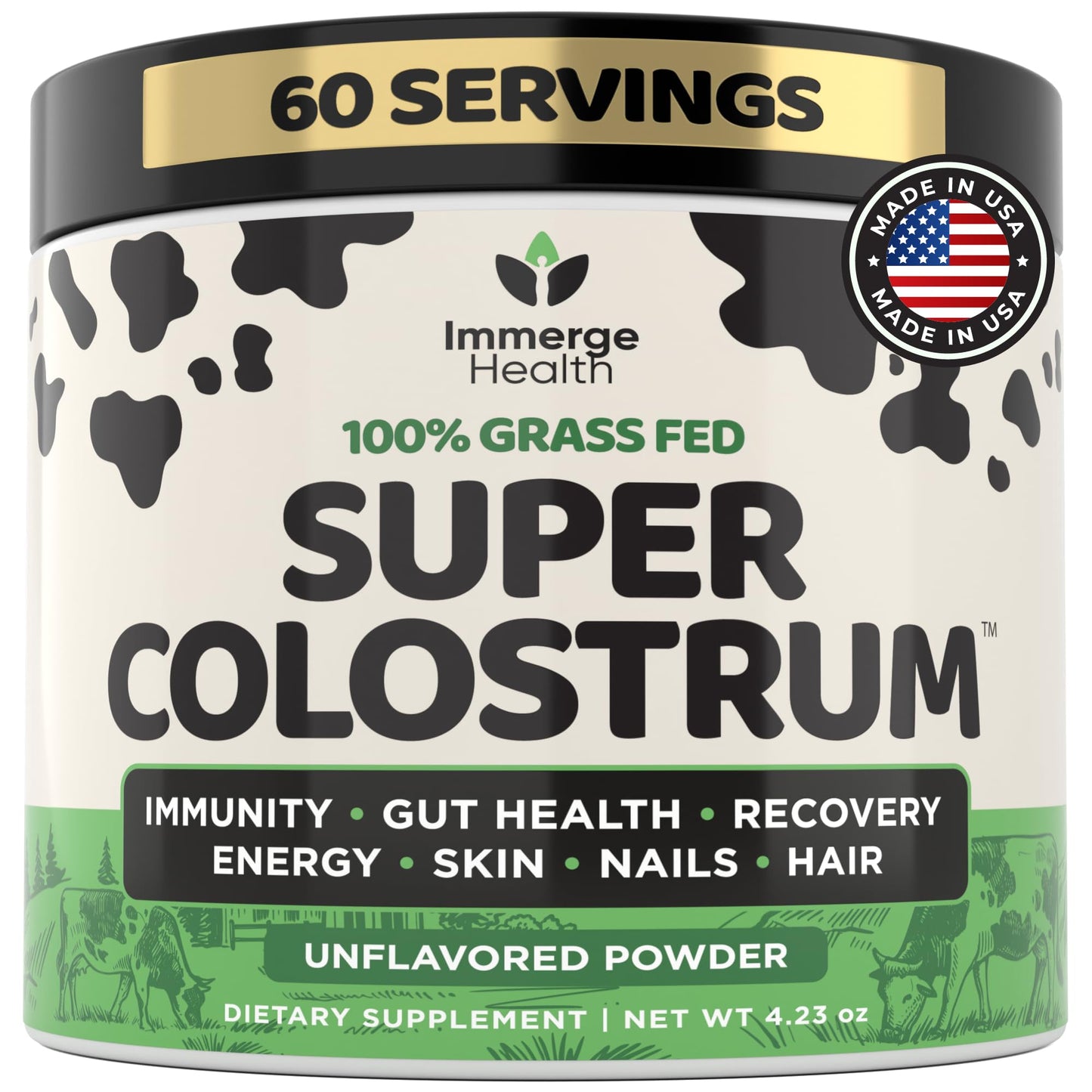 ImmergeHealth Super Colostrum Powder – Grass-Fed, 50% IgG for Gut & Vitality