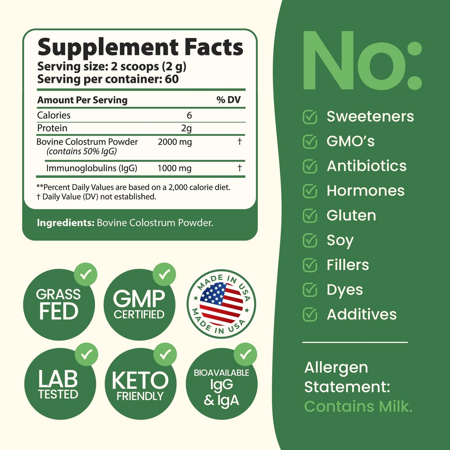 ImmergeHealth Super Colostrum Powder – Grass-Fed, 50% IgG for Gut & Vitality