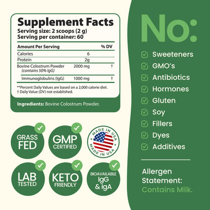 ImmergeHealth Super Colostrum Powder – Grass-Fed, 50% IgG for Gut & Vitality