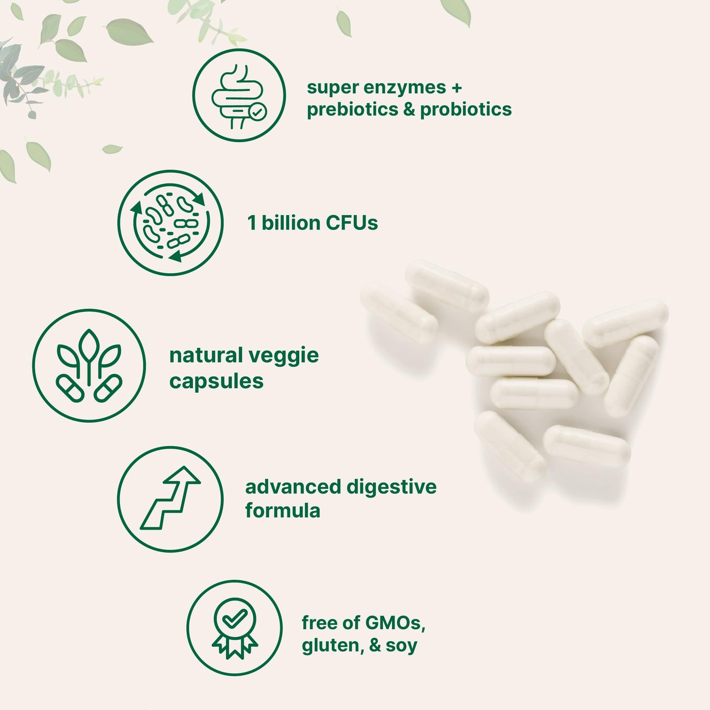 Super Enzymes with Prebiotics & Probiotics - 240 Veggie Capsules