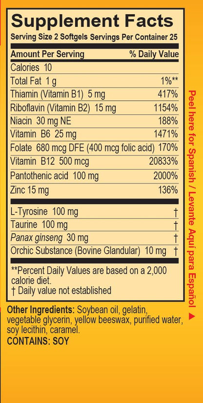 Super Macho: High-Potency Zinc + 7 B Vitamins - USA Made, 50 Softgels