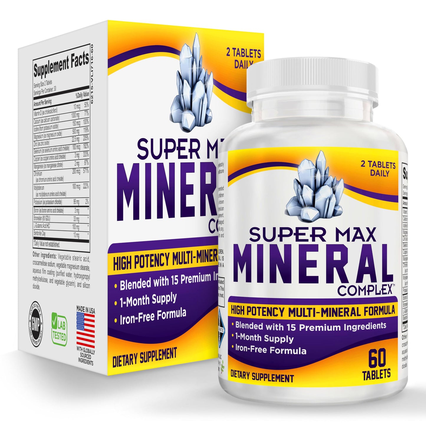 Super-MAX Multimineral (Iron Free) – 60 Tablets | All-in-1 Mineral Complex