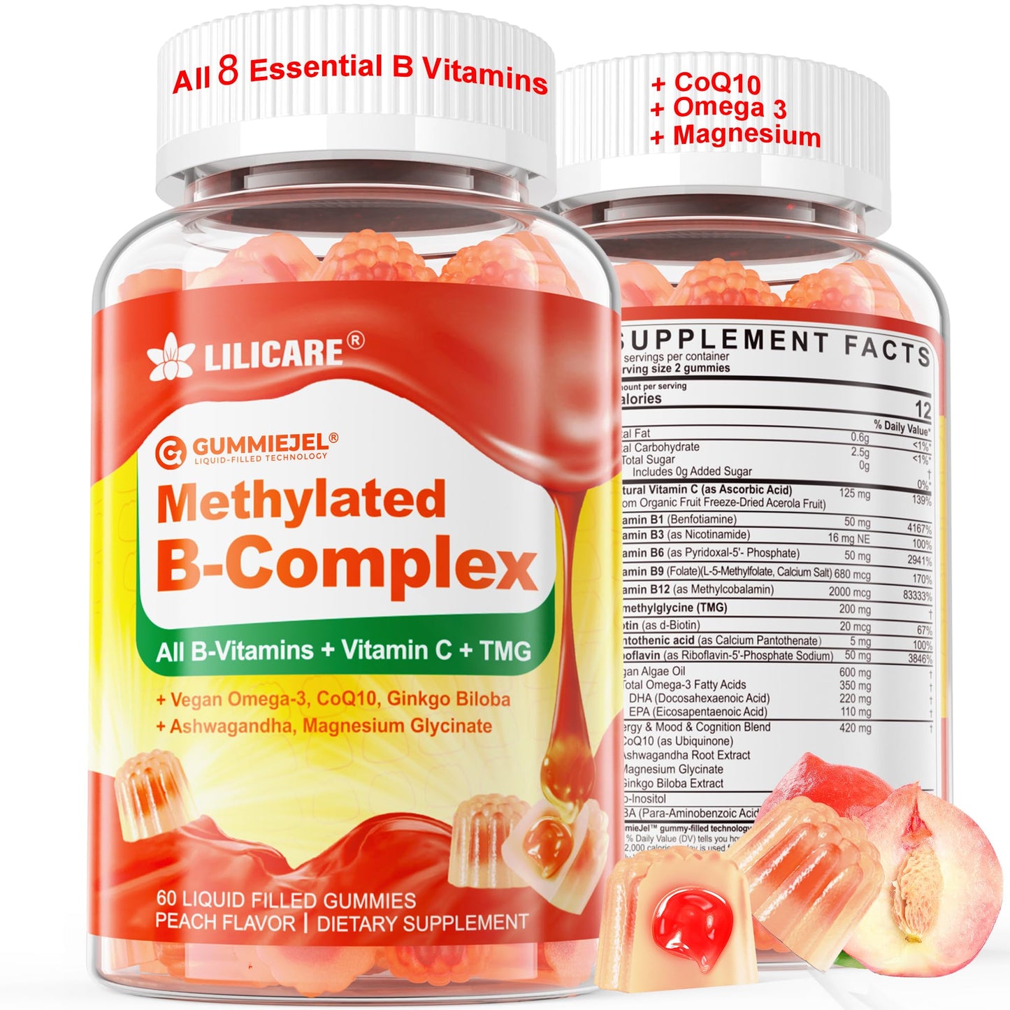 Super Methylated Vitamin B Complex Gummies – 8 B Vitamins + CoQ10, Magnesium