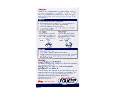 Super Poligrip Denture Adhesive Powder 1.6 oz Pack of 4 | Extra Strength Hold