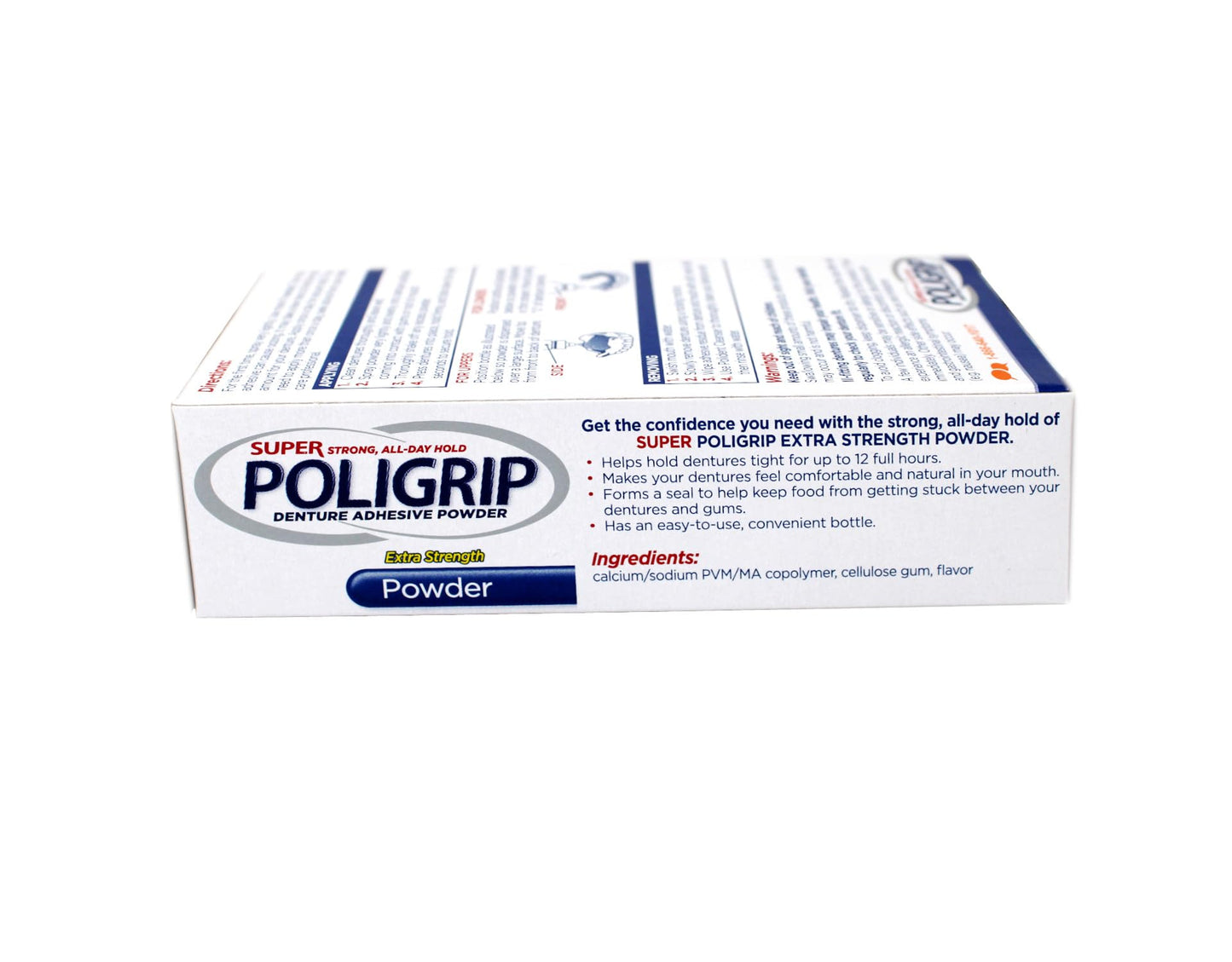 Super Poligrip Denture Adhesive Powder 1.6 oz Pack of 4 | Extra Strength Hold