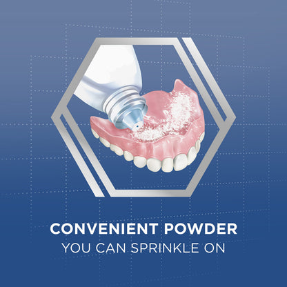Super Poligrip Extra Strength Denture Adhesive Powder 1.6 oz | 12-Hour Hold (Zinc-Free)