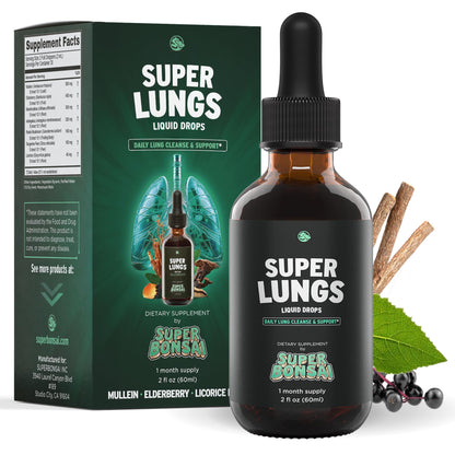 SuperBonsai Super Lungs Mullein Drops – Herbal Lung Support Tincture (2 oz)