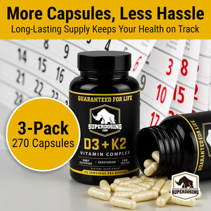 SuperDosing D3K2 10,000 IU + 1,500 mcg MK-4 | 3 Bottle Pack