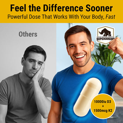 SuperDosing D3K2 10,000 IU + 1,500 mcg MK-4 | 3 Bottle Pack