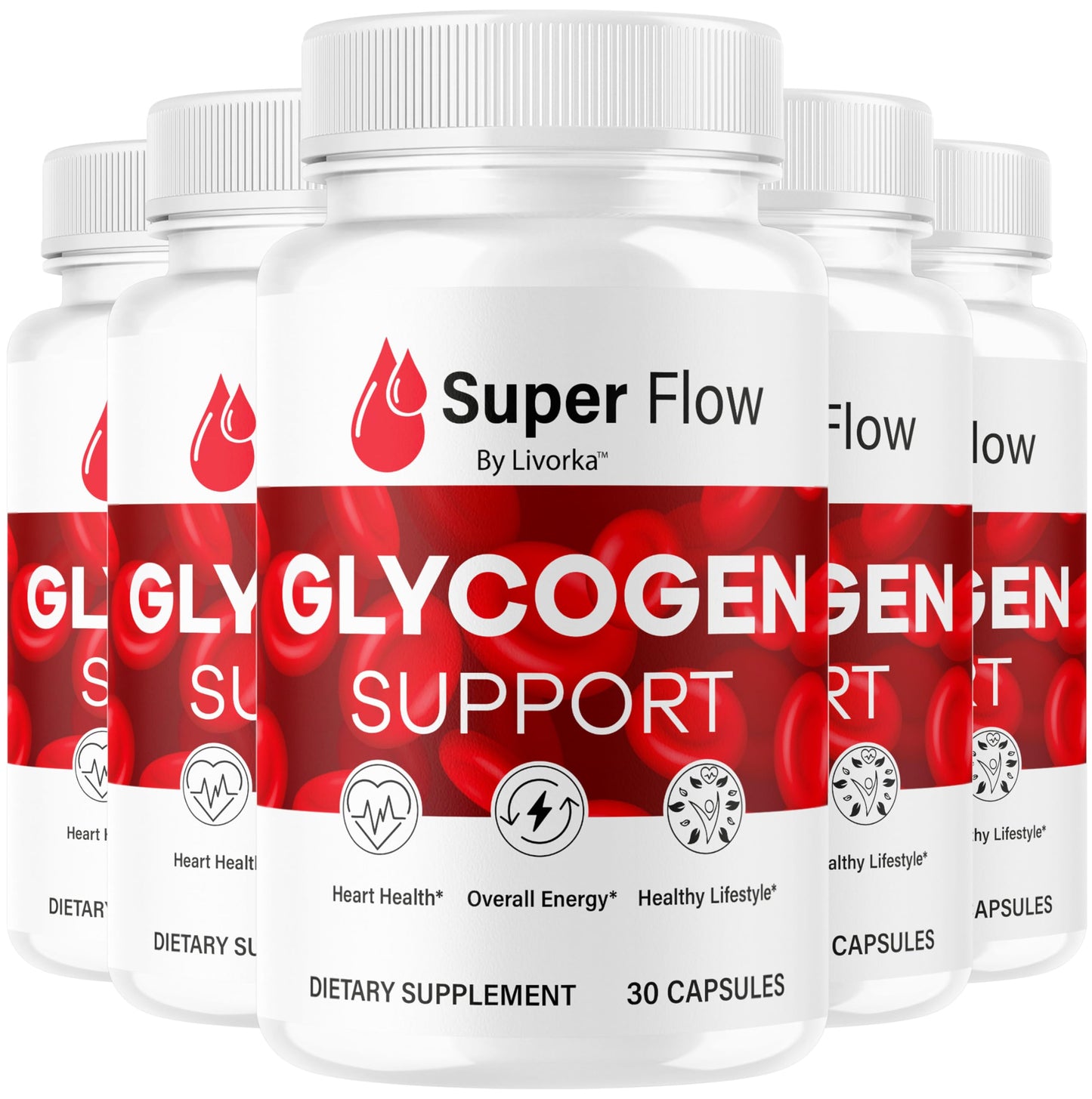(5 Pack) SuperFlow Glycogen – Glycogen Support Capsules, 150 Capsules