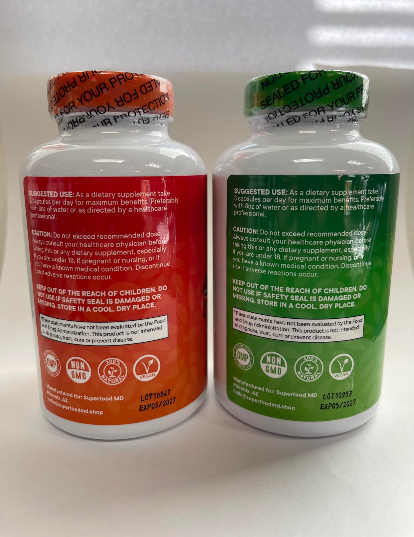 Superfood MD Fruit & Veggie Supplement – 360 Total Capsules (180 Per Bottle) Beta-Carotene, Soy Free – 2-Pack