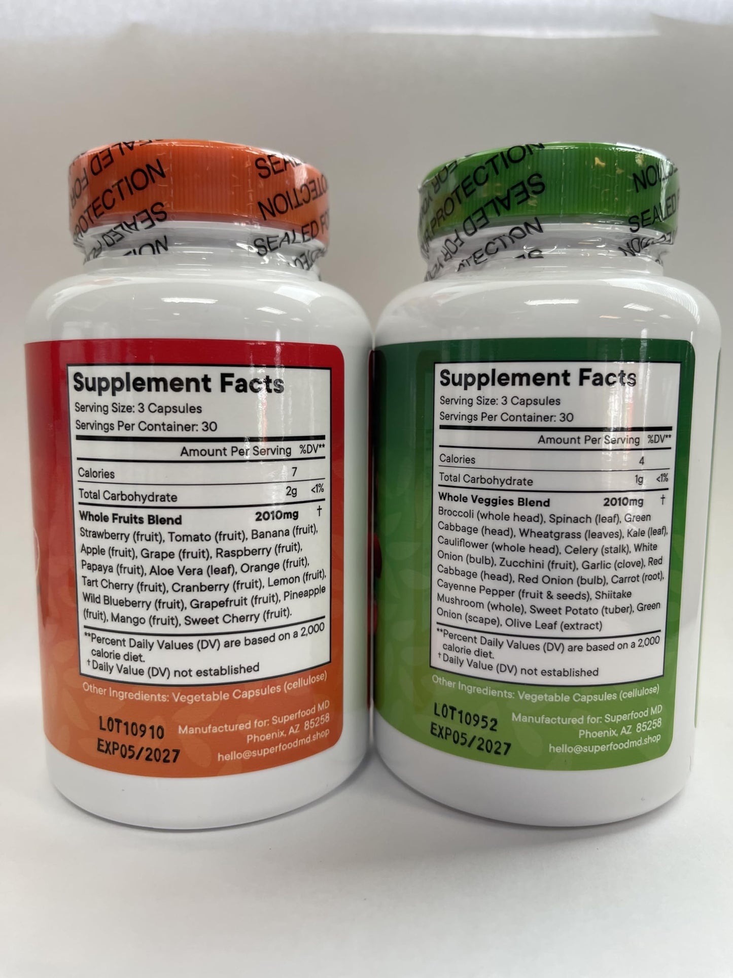 Superfood MD Fruits & Veggies Supplement - Whole Food Beta Carotene - Soy Free - 90 Count (Pack of 2)