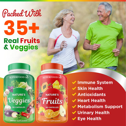 Superfood MD Fruits & Veggies Supplement - Whole Food Beta Carotene - Soy Free - 90 Count (Pack of 2)