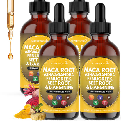Superfood MD Maca Root Liquid Drops with Ashwagandha, Nettle, Beet Root & L-Arginine – 8 Oz