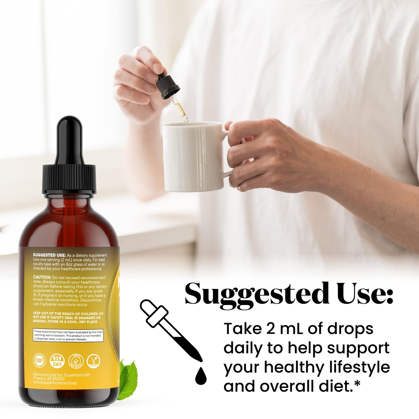 Superfood MD Maca Root Liquid Drops with Ashwagandha, Nettle, Beet Root & L-Arginine – 8 Oz