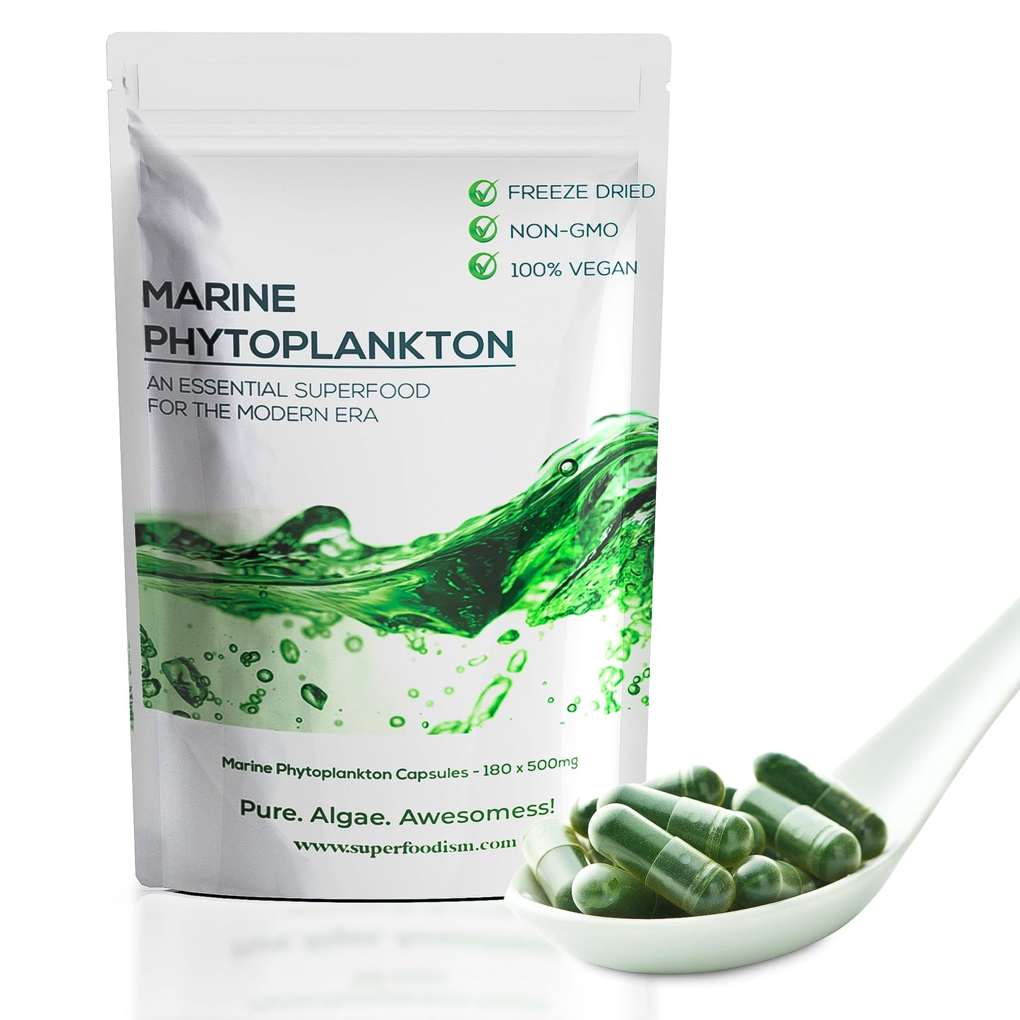 SuperFoodISM Marine Phytoplankton Supplement – Organic Vegan, Omega-3 EPA, 180 Capsules