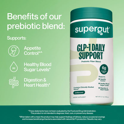 Supergut GLP-1 Daily Support - High Fiber GLP-1 Powder (15 Servings)