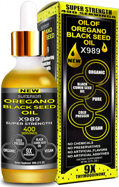 SUPERIOR FULVIC HUMIC X935 – Oil of Oregano with Black Seed Oil Drops, 400 Servings, 2-in-1 Organic Liquid