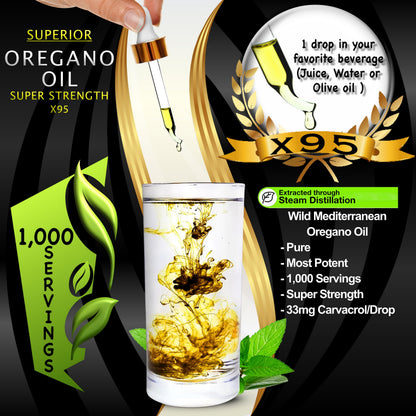 Superior Fulvic Humic X935 Organic Oregano Oil Drops – 1,000 Servings, 12-Month Supply