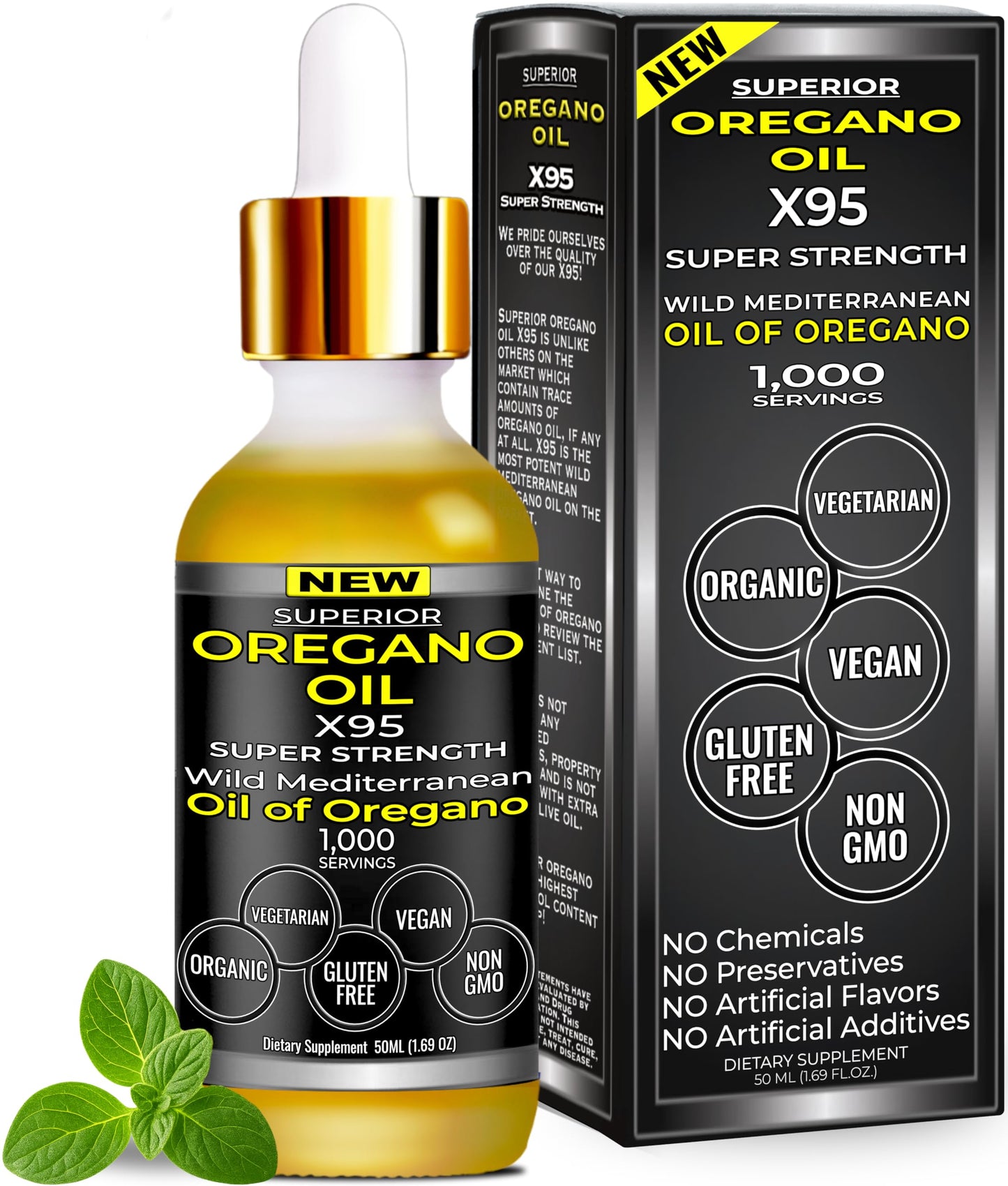 Superior Fulvic Humic X935 Organic Oregano Oil Drops – 1,000 Servings, 12-Month Supply