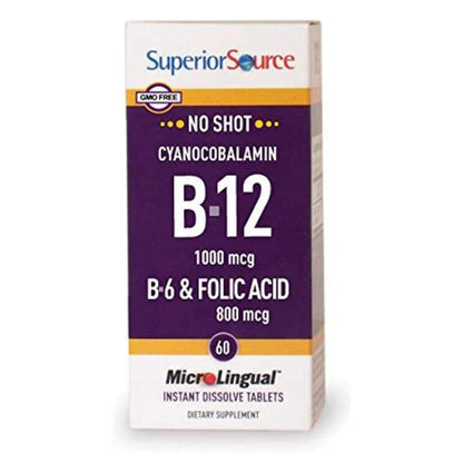 Superior Source No Shot B12 B6 Folic Acid 60 Sublingual Tablets