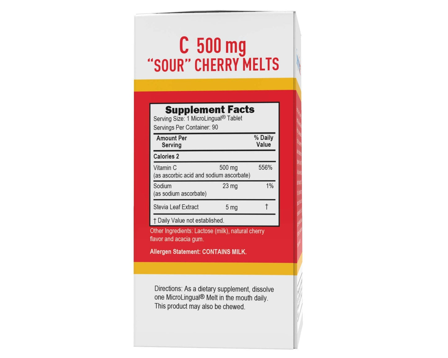 Superior Source Vitamin C 500 mg Sour Cherry Melts - Sublingual 90 Tablets for Immune Support