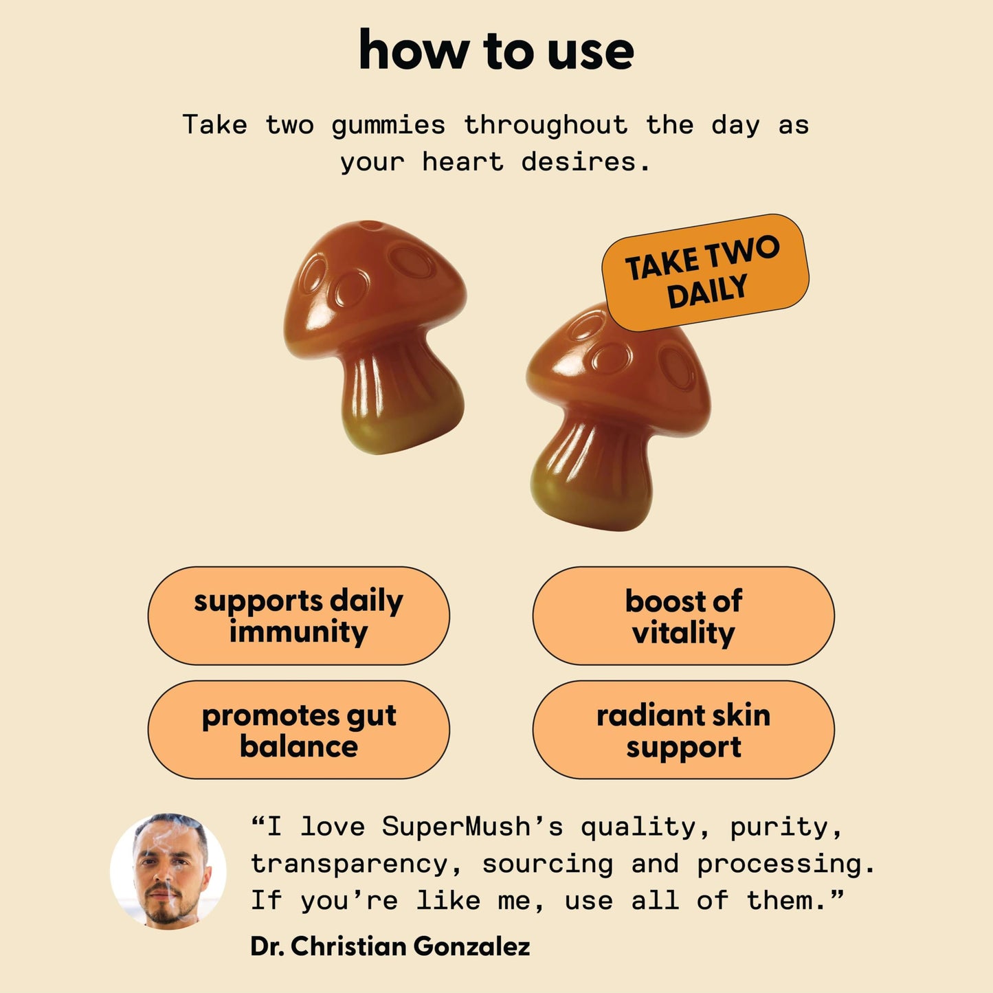 SuperMush Dr. G Daily Greens Gummies – Sugar Free Vegan Immunity & Gut Health (60 Ct)