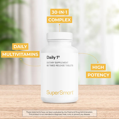 Supersmart Daily 1 Timed Release Multivitamin for Men & Women | BioPQQ, Quercetin & Fisetin | Made in USA