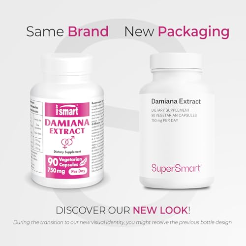 Damiana Extract 750mg per Day – Supersmart (Turnera Herb) | Non-GMO & Gluten Free | 90 Vegetarian Capsules