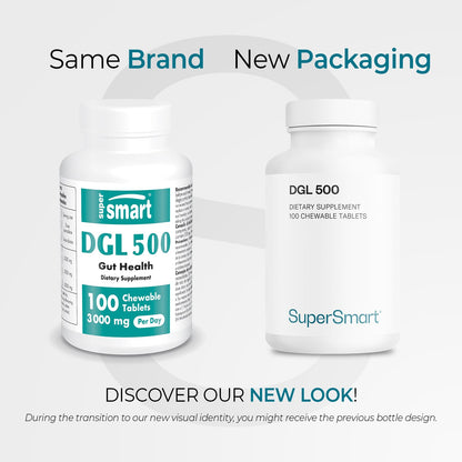Supersmart DGL 3000mg Daily – Deglycyrrhizinated Licorice (DGL), Orange Flavor, 100 Chewable Tablets