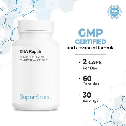 Supersmart DNA Repair (Advanced Formula) – AC-11, SOD Gliadins Complex, Sulforaphane Glucosinolate | 60 Vegetarian Capsules