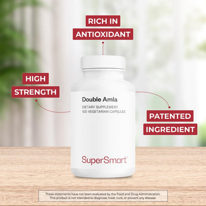Supersmart Double AMLA Supplement - Fresh Indian Gooseberry Extract (Emblica Officinalis) – 100 Vegetarian Capsules