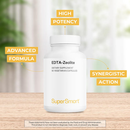 Supersmart EDTA Zeolite 98% - Advanced Formula with Milk Thistle & Parsley - 90 Veg Capsules - Made in USA