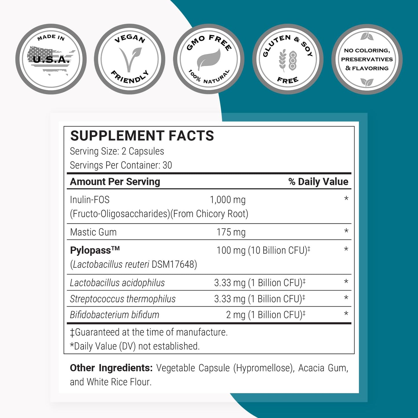 Supersmart H. Pylori Advanced Formula | Mastic Gum, Probiotics & Prebiotic | 60 Veg Capsules | Made in USA