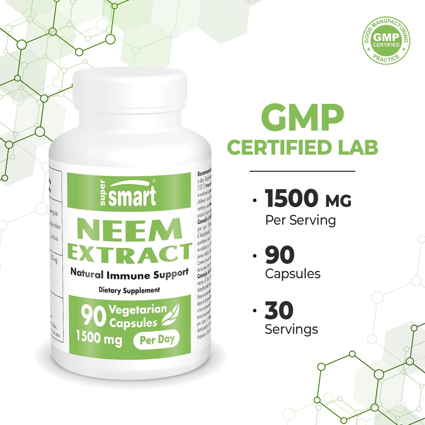 Supersmart Neem Extract 1500mg Daily | Azadirachta Indica Oil | Non-GMO & Gluten Free