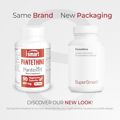 Supersmart Pantesin Pantethine 600 mg per Day - Pantothenic Acid (Vitamin B5) - Non-GMO & Gluten Free - 90 Vegetarian Capsules