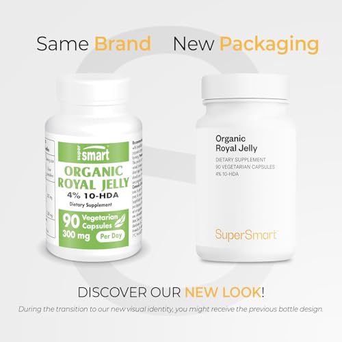 Supersmart Organic Royal Jelly 300mg | High Strength 4% 10-HDA | 90 Veg Capsules