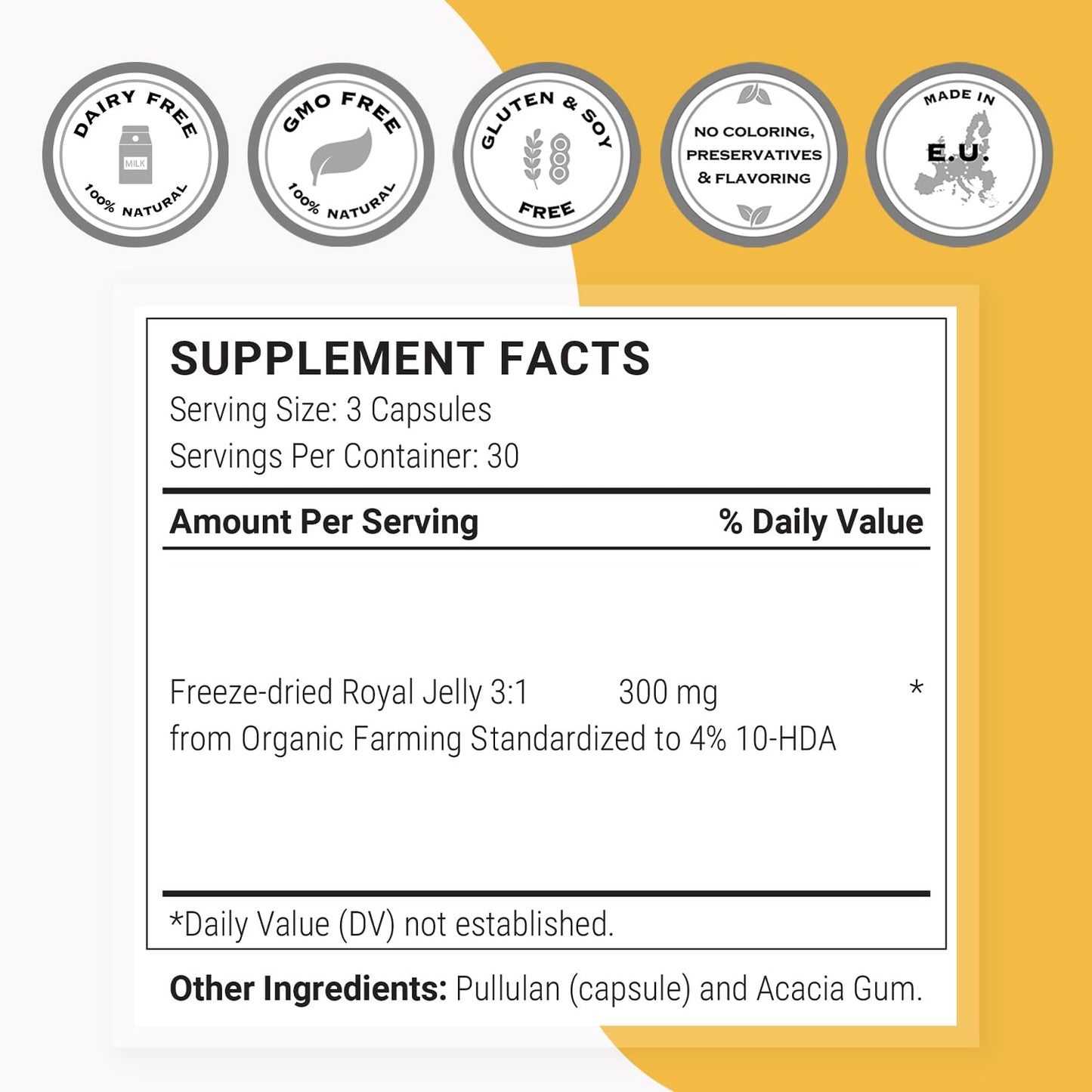 Supersmart Organic Royal Jelly 300mg | High Strength 4% 10-HDA | 90 Veg Capsules