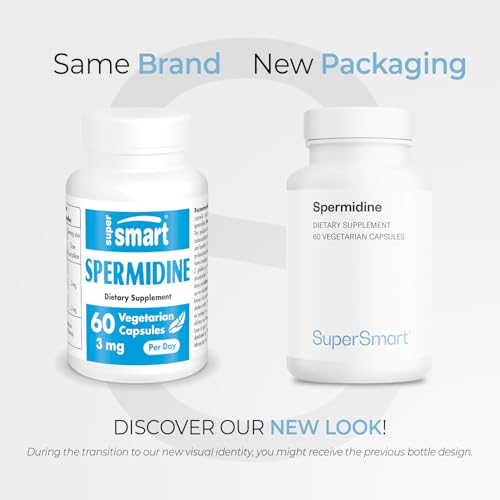 Supersmart Spermidine 3mg Daily - Rice Starch Extract, Non-GMO, Gluten Free, 60 Veg Capsules