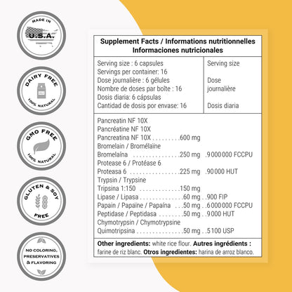Supersmart Systemic Enzymes (High Potency) – Bromelain, Protease, Lipase, Trypsin, Chymotrypsin, Peptidase, Pancreatin | Non-GMO & Gluten Free - 100 DR Capsules