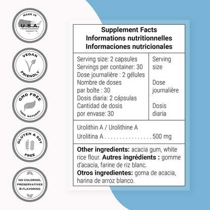 Supersmart Urolithin A - Advanced Mitochondrial & Cellular Renewal | Non-GMO & Gluten-Free | 60 Veg Caps