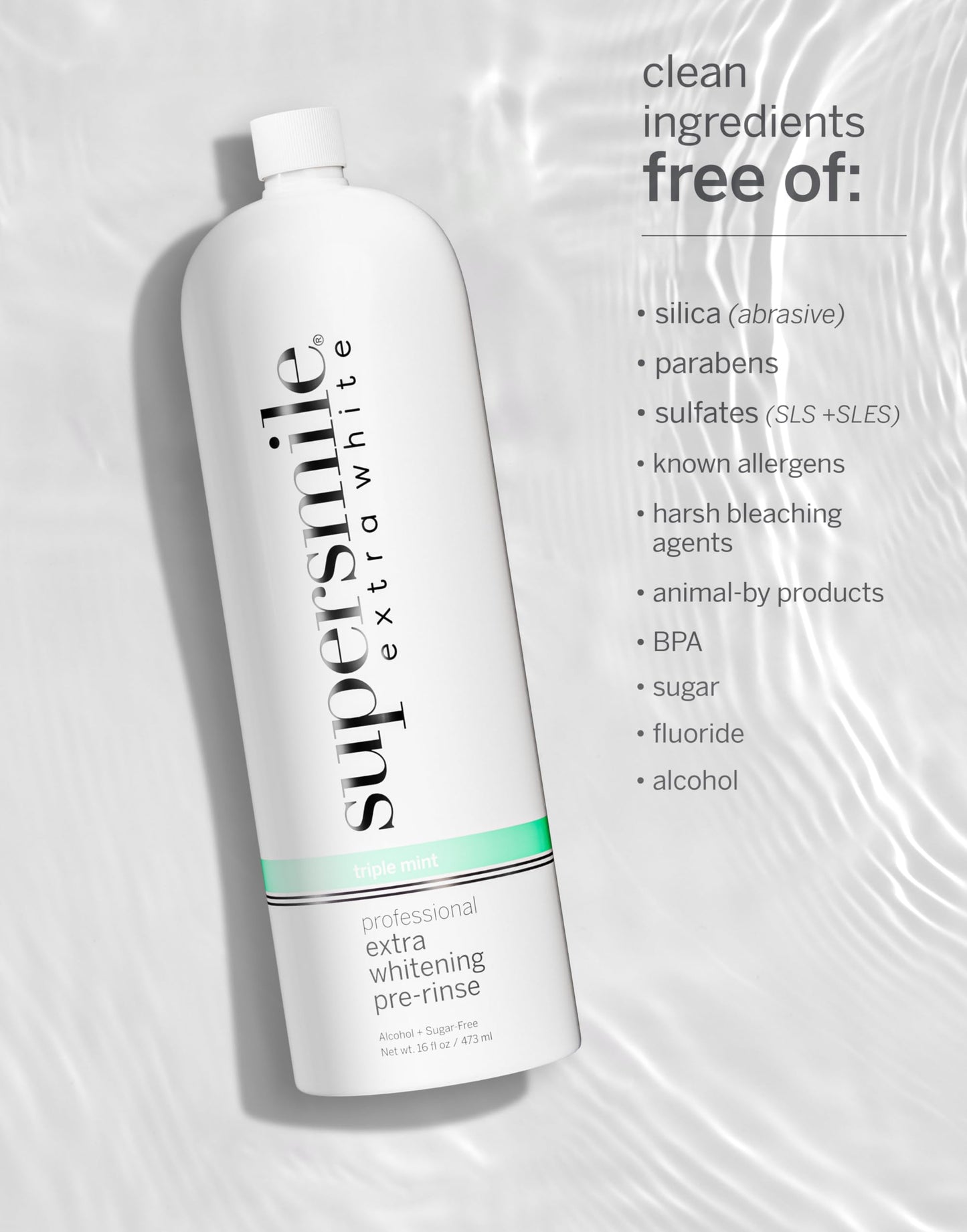 Supersmile Extra Whitening Pre-Rinse – Clinically Formulated Pre-Brush Mouthwash, 16 Fl. Oz (1-Bottle)