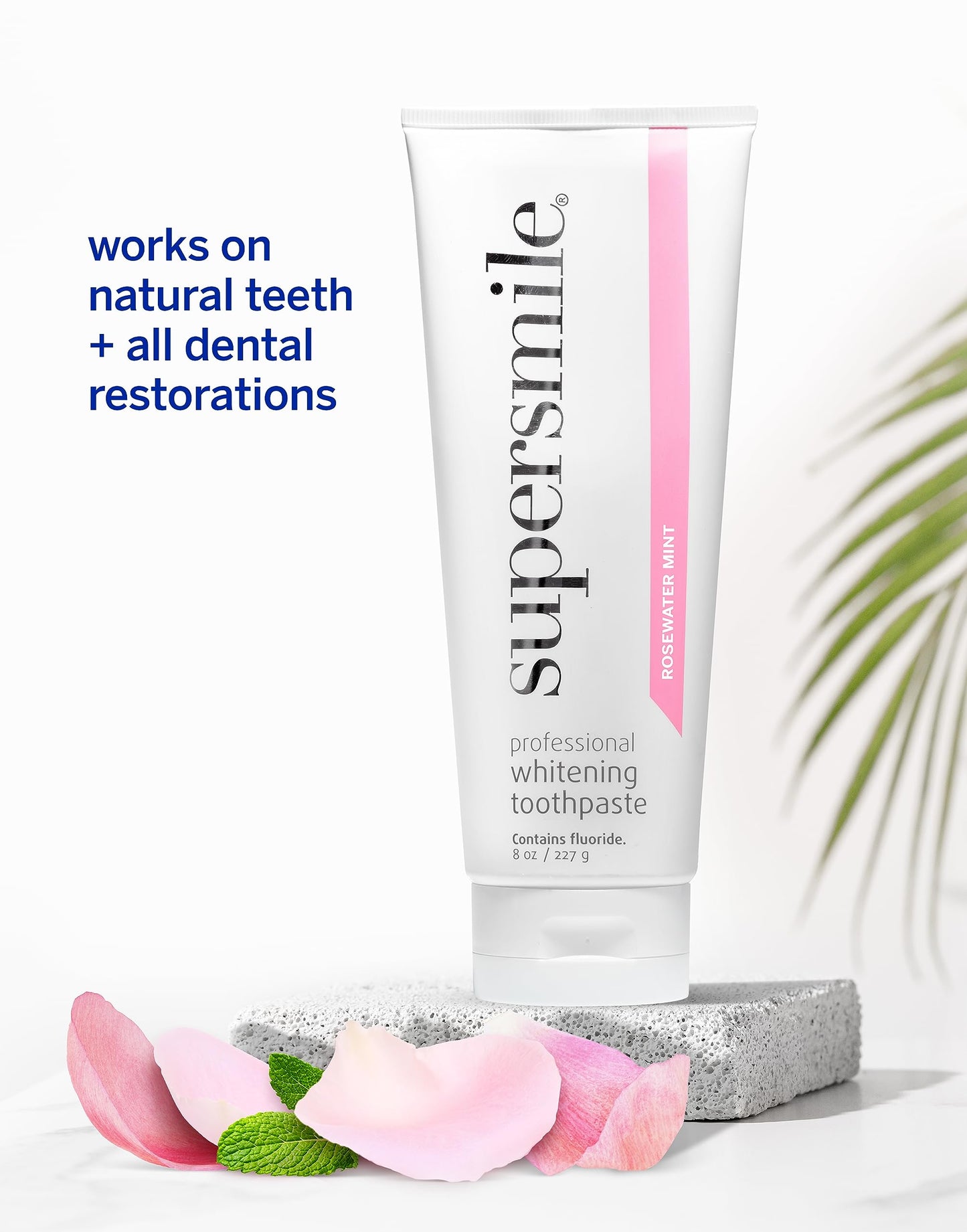 Supersmile Rosewater Mint Whitening Toothpaste with Fluoride – 8 oz | Whitens Up to 6 Shades